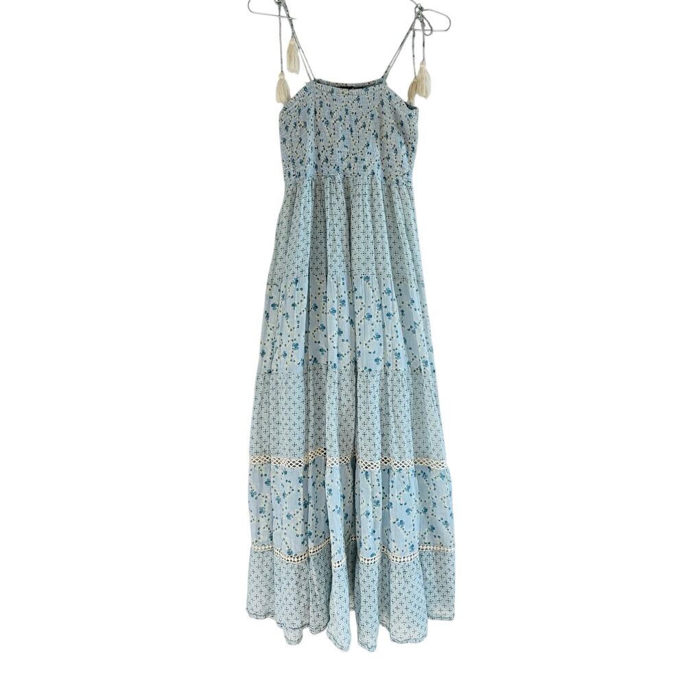 Natura Light Blue Floral Spaghetti Strap Maxi Dress XXL